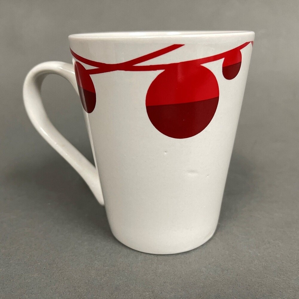Starbucks Red Round Ornaments White Mug Cup Micro & Dishwasher Safe 13 fl oz